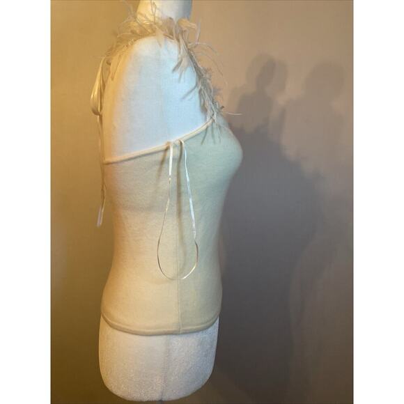 Ralph Lauren Black Label Beaded Feather Cashmere Sweater Tank Top Formal Blouse - Picture 8 of 11